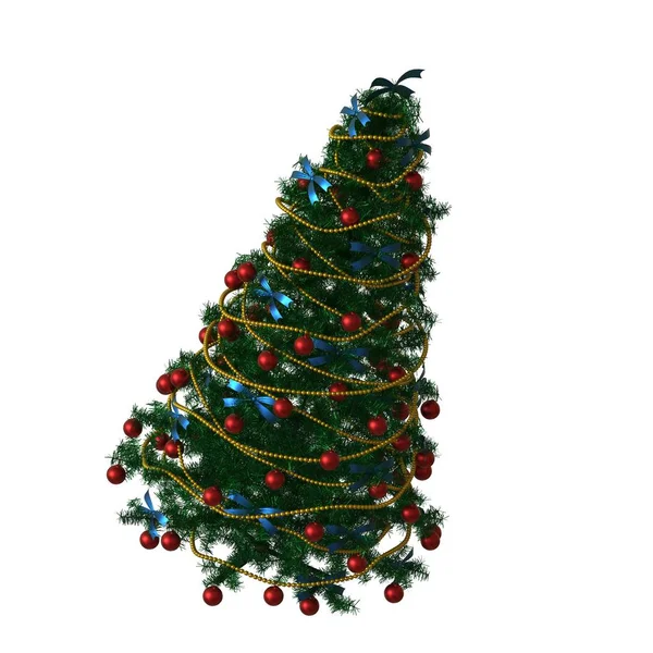 Weihnachtsbaum, isoliert auf weißem Hintergrund. 3D-Rendering von hervorragender Qualität in hoher Auflösung — Stockfoto