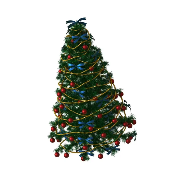 Weihnachtsbaum, isoliert auf weißem Hintergrund. 3D-Rendering von hervorragender Qualität in hoher Auflösung — Stockfoto