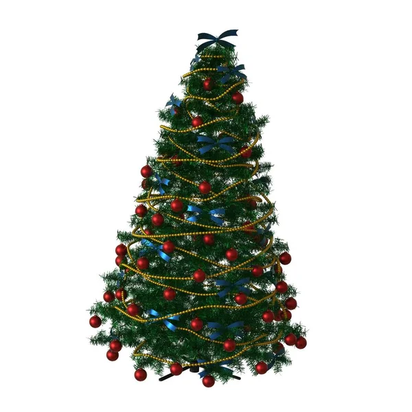 Kerstboom, isoleren op een witte achtergrond. 3d weergave van uitstekende kwaliteit in hoge resolutie — Stockfoto