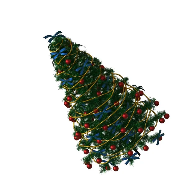 Kerstboom, isoleren op een witte achtergrond. 3d weergave van uitstekende kwaliteit in hoge resolutie — Stockfoto