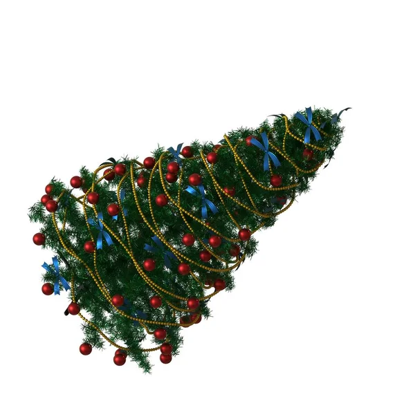 Árbol de Navidad, aislado sobre un fondo blanco. Representación 3D de excelente calidad en alta resolución — Foto de Stock