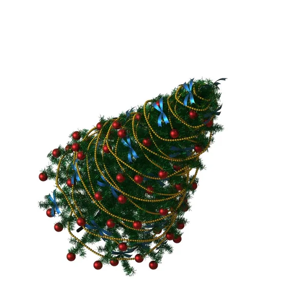 Árbol de Navidad, aislado sobre un fondo blanco. Representación 3D de excelente calidad en alta resolución —  Fotos de Stock