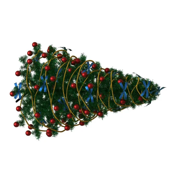 Vánoční stromek, izolovat na bílém pozadí. 3D vykreslení vynikající kvality ve vysokém rozlišení — Stock fotografie