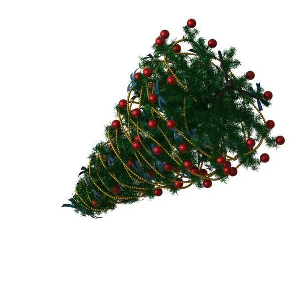 Weihnachtsbaum, isoliert auf weißem Hintergrund. 3D-Rendering von hervorragender Qualität in hoher Auflösung — Stockfoto