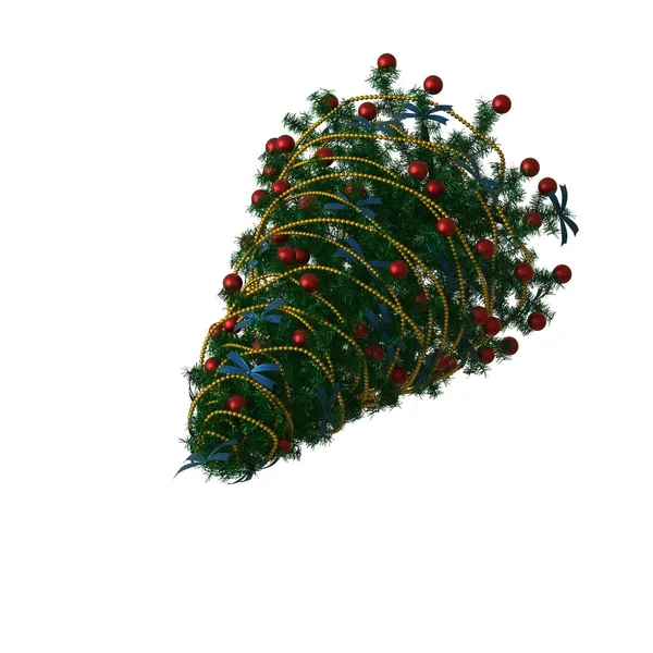 Árbol de Navidad, aislado sobre un fondo blanco. Representación 3D de excelente calidad en alta resolución —  Fotos de Stock