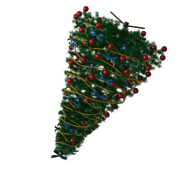 Árbol de Navidad, aislado sobre un fondo blanco. Representación 3D de excelente calidad en alta resolución —  Fotos de Stock