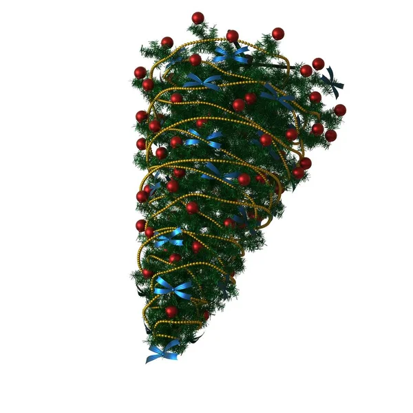 Noel ağacı, beyaz arka planda izole edilmiş. Yüksek çözünürlükte mükemmel kalitede 3D görüntüleme — Stok fotoğraf