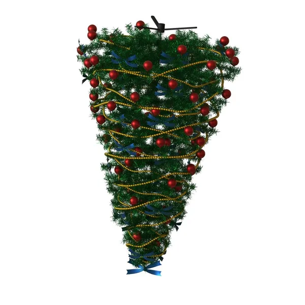 Árbol de Navidad, aislado sobre un fondo blanco. Representación 3D de excelente calidad en alta resolución —  Fotos de Stock