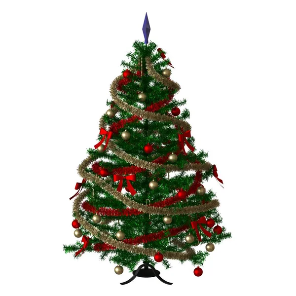Weihnachtsbaum mit blauem Stern an der Spitze, isoliert auf weißem Hintergrund. 3D-Rendering von hervorragender Qualität in hoher Auflösung — Stockfoto