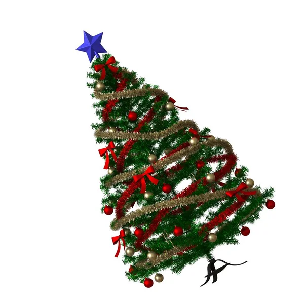 Christmas tree with a blue star on the top, isolate on a white background. 3D rendering of excellent quality in high resolution — Stock Photo, Image