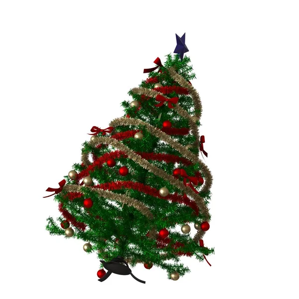 Karácsonyfa egy kék csillag a tetején, izolálni egy fehér háttér. 3d kiváló minőség biztosítása nagy felbontásban — Stock Fotó