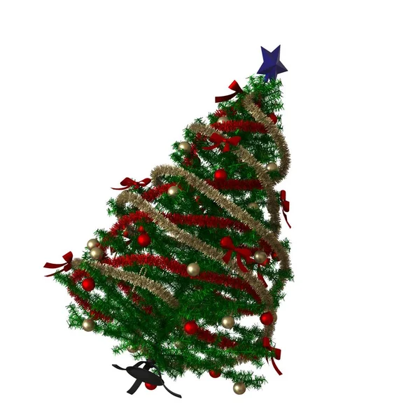 Christmas tree with a blue star on the top, isolate on a white background. 3D rendering of excellent quality in high resolution — Stock Photo, Image