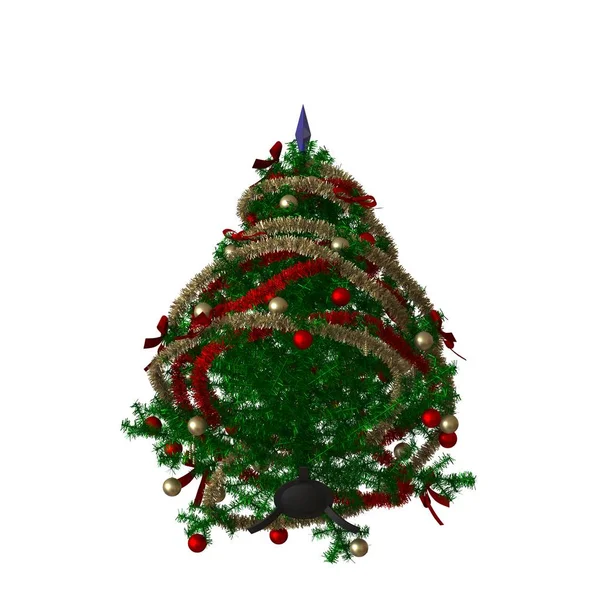 Árbol de Navidad con una estrella azul en la parte superior, aislado sobre un fondo blanco. Representación 3D de excelente calidad en alta resolución —  Fotos de Stock