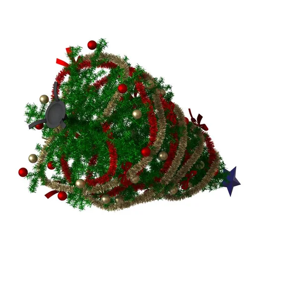 Karácsonyfa egy kék csillag a tetején, izolálni egy fehér háttér. 3d kiváló minőség biztosítása nagy felbontásban — Stock Fotó