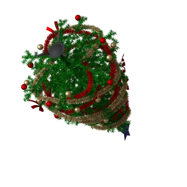 Arbre de Noël avec une étoile bleue sur le dessus, isoler sur un fond blanc. rendu 3D d'excellente qualité en haute résolution — Photo