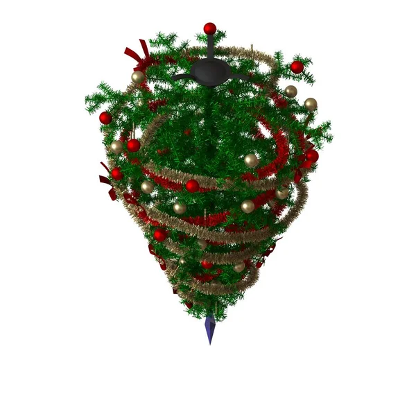 Árbol de Navidad con una estrella azul en la parte superior, aislado sobre un fondo blanco. Representación 3D de excelente calidad en alta resolución —  Fotos de Stock