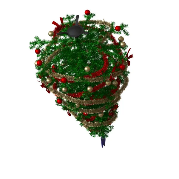 Christmas tree with a blue star on the top, isolate on a white background. 3D rendering of excellent quality in high resolution — Stock Photo, Image