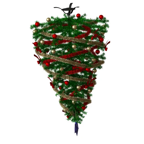 Vánoční stromek s modrou hvězdou na vrcholu, izolovat na bílém pozadí. 3D vykreslení vynikající kvality ve vysokém rozlišení — Stock fotografie