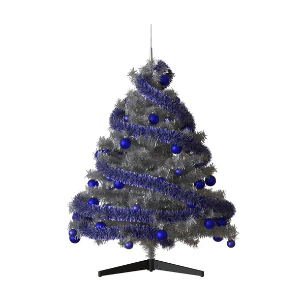 Arbre de Noël avec une étoile d'argent sur le dessus, isoler sur un fond blanc. rendu 3D d'excellente qualité en haute résolution — Photo