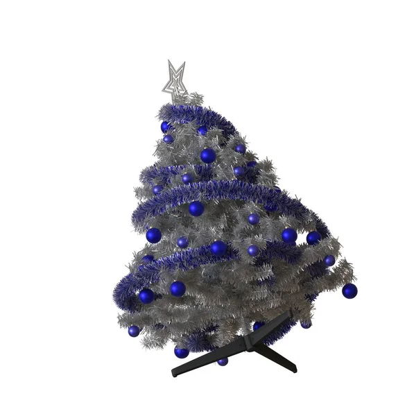 Karácsonyfa ezüst csillaggal a tetején, izoláljuk fehér alapon. 3d kiváló minőség biztosítása nagy felbontásban — Stock Fotó