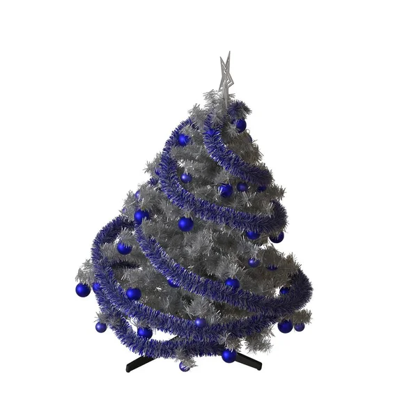 Arbre de Noël avec une étoile d'argent sur le dessus, isoler sur un fond blanc. rendu 3D d'excellente qualité en haute résolution — Photo