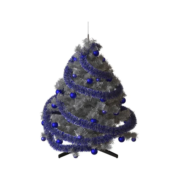 Weihnachtsbaum mit einem silbernen Stern an der Spitze, isoliert auf weißem Hintergrund. 3D-Rendering von hervorragender Qualität in hoher Auflösung — Stockfoto