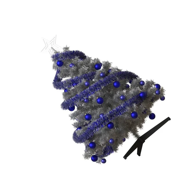 Albero di Natale con una stella d'argento sulla parte superiore, isolare su uno sfondo bianco. Rendering 3D di ottima qualità in alta risoluzione — Foto Stock
