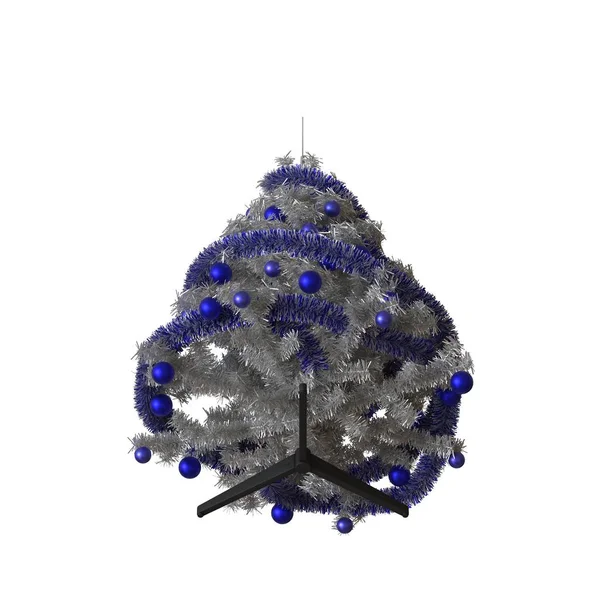 Árvore de Natal com uma estrela de prata no topo, isolar em um fundo branco. Renderização 3D de excelente qualidade em alta resolução — Fotografia de Stock