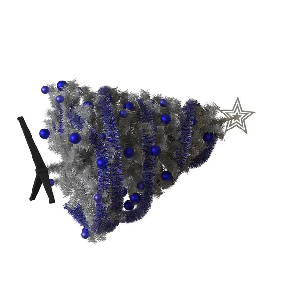 Árvore de Natal com uma estrela de prata no topo, isolar em um fundo branco. Renderização 3D de excelente qualidade em alta resolução — Fotografia de Stock