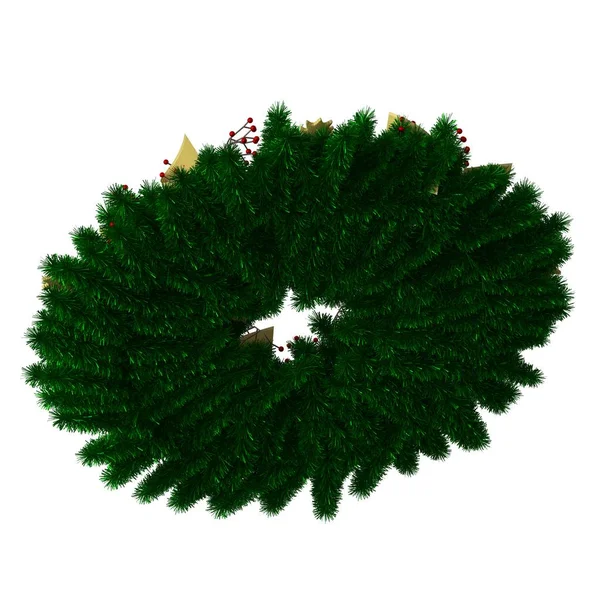 Julgran dekoration, isolera på en vit bakgrund. 3D-återgivning av utmärkt kvalitet i hög upplösning — Stockfoto