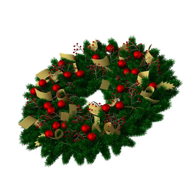 Kerstboom decoratie, isoleren op een witte achtergrond. 3d weergave van uitstekende kwaliteit in hoge resolutie — Stockfoto