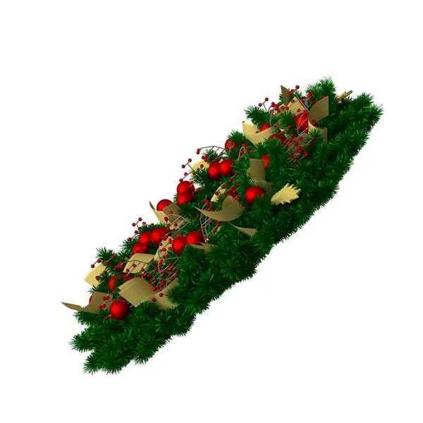 Kerstboom decoratie, isoleren op een witte achtergrond. 3d weergave van uitstekende kwaliteit in hoge resolutie — Stockfoto