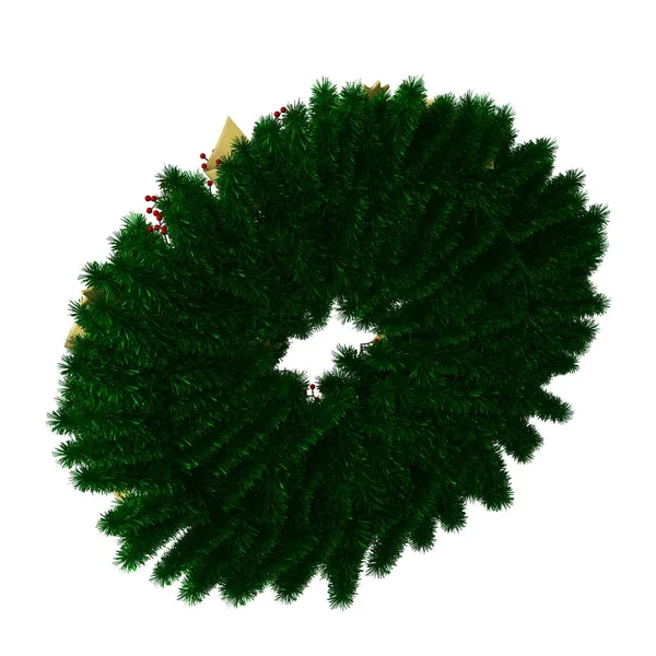 Julgran dekoration, isolera på en vit bakgrund. 3D-återgivning av utmärkt kvalitet i hög upplösning — Stockfoto
