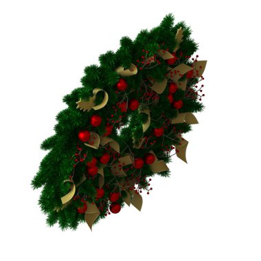 Noel ağacı süslemesi, beyaz arka planda izole edilmiş. Yüksek çözünürlükte mükemmel kalitede 3D görüntüleme