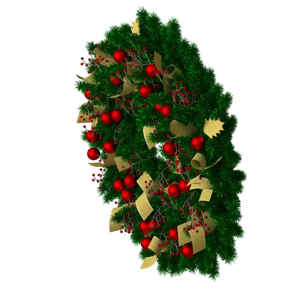 Kerstboom decoratie, isoleren op een witte achtergrond. 3d weergave van uitstekende kwaliteit in hoge resolutie — Stockfoto