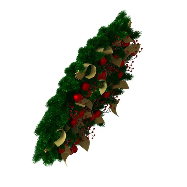 Decoração de árvore de Natal, isolar em um fundo branco. Renderização 3D de excelente qualidade em alta resolução — Fotografia de Stock