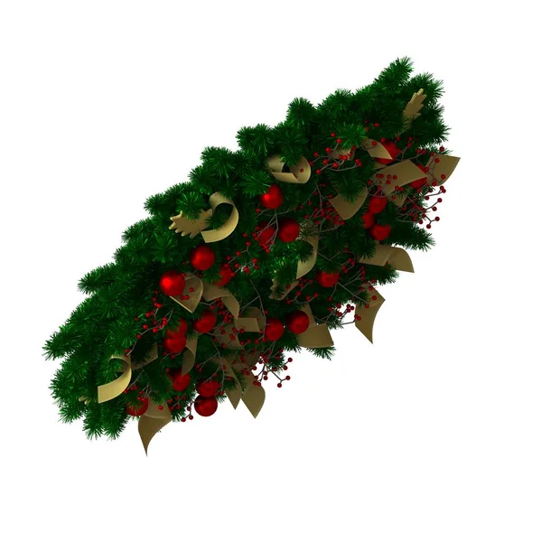 Kerstboom decoratie, isoleren op een witte achtergrond. 3d weergave van uitstekende kwaliteit in hoge resolutie — Stockfoto