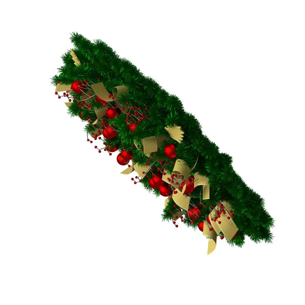 Decoração de árvore de Natal, isolar em um fundo branco. Renderização 3D de excelente qualidade em alta resolução — Fotografia de Stock