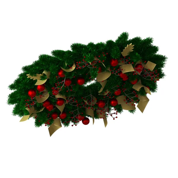 Decoración del árbol de Navidad, aislar sobre un fondo blanco. Representación 3D de excelente calidad en alta resolución — Foto de Stock