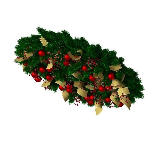 Kerstboom decoratie, isoleren op een witte achtergrond. 3d weergave van uitstekende kwaliteit in hoge resolutie — Stockfoto