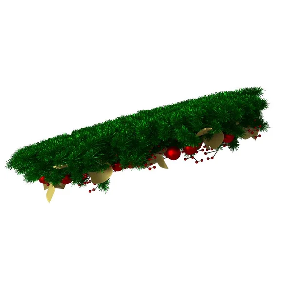 Διακόσμηση χριστουγεννιάτικου δέντρου, απομόνωση σε λευκό φόντο. 3D απόδοση εξαιρετικής ποιότητας σε υψηλή ανάλυση — Φωτογραφία Αρχείου