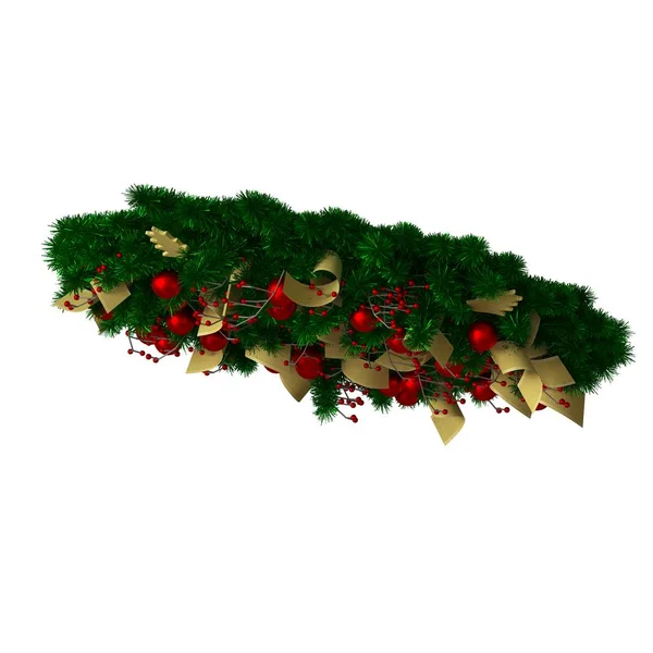 Kerstboom decoratie, isoleren op een witte achtergrond. 3d weergave van uitstekende kwaliteit in hoge resolutie — Stockfoto