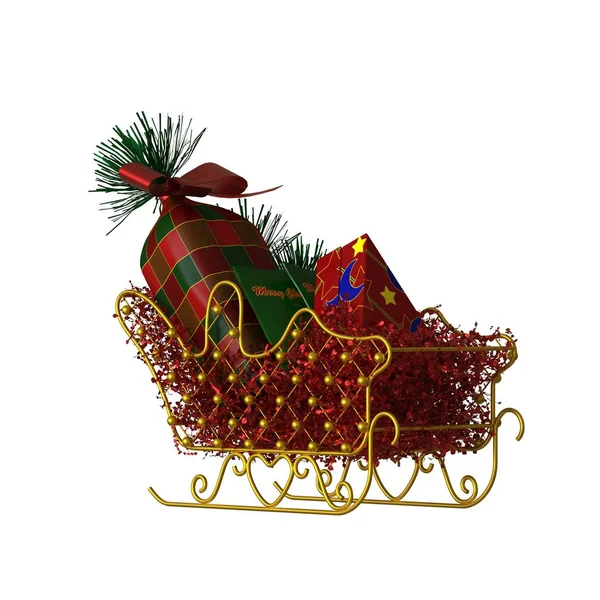 Christmas sleigh decoration, isolate on a white background. 3D rendering of excellent quality in high resolution — Stock Photo, Image