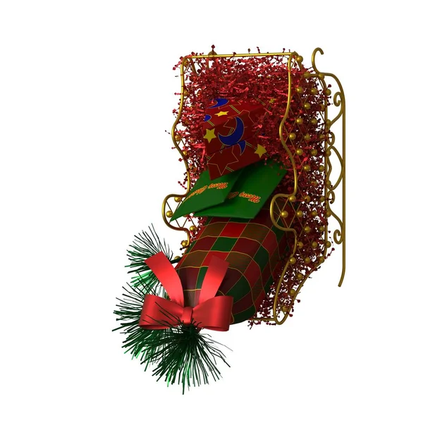 Різдвяні прикраси, ізольовані на білому тлі. 3D візуалізація відмінної якості у високій роздільній здатності — стокове фото
