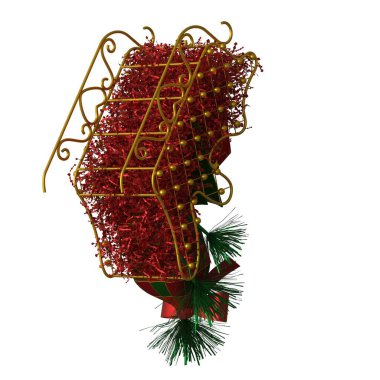 Christmas sleigh decoration, isolate on a white background. 3D rendering of excellent quality in high resolution