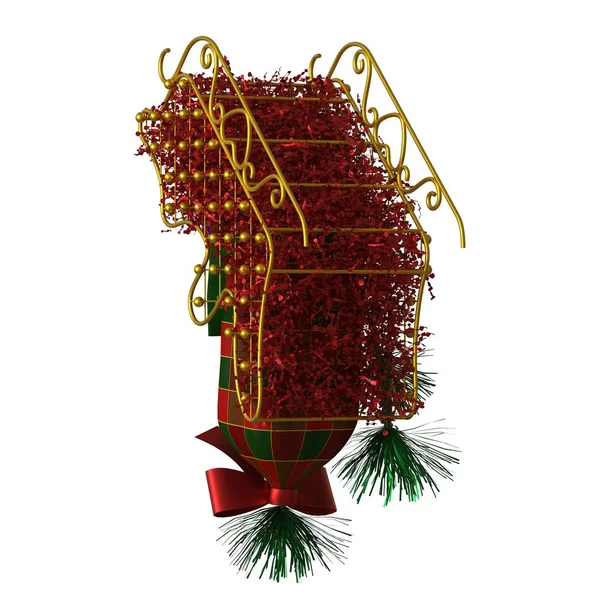 Karácsonyi szán dekoráció, elszigetelten fehér háttérrel. 3d kiváló minőség biztosítása nagy felbontásban — Stock Fotó