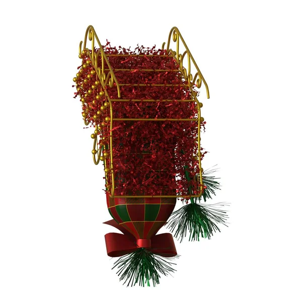 Karácsonyi szán dekoráció, elszigetelten fehér háttérrel. 3d kiváló minőség biztosítása nagy felbontásban — Stock Fotó