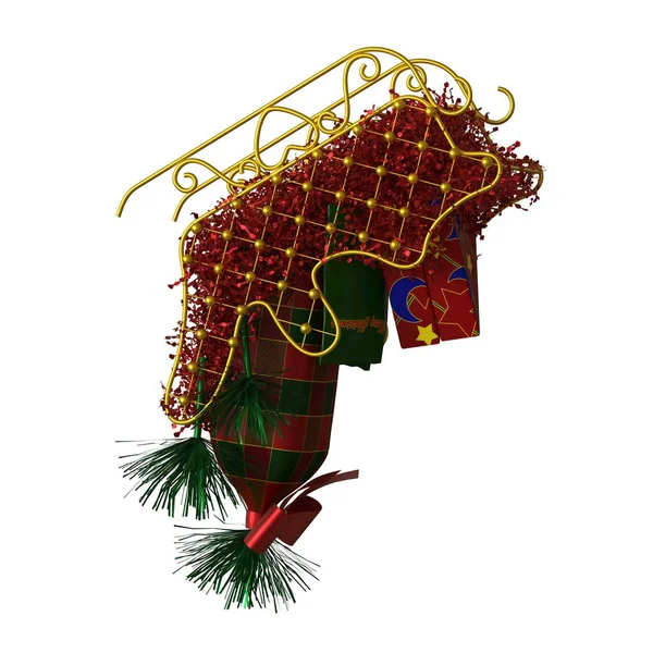 Decorazione slitta di Natale, isolare su uno sfondo bianco. Rendering 3D di ottima qualità in alta risoluzione — Foto Stock