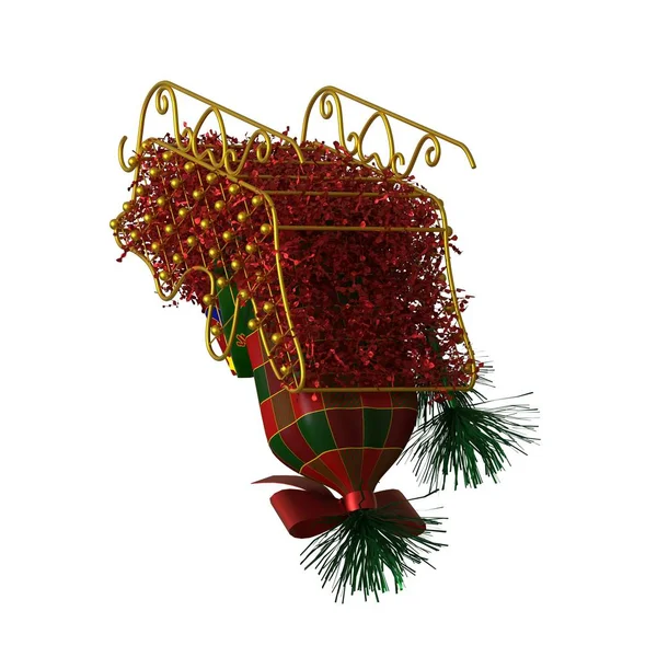 Decoración de trineo de Navidad, aislar sobre un fondo blanco. Representación 3D de excelente calidad en alta resolución —  Fotos de Stock
