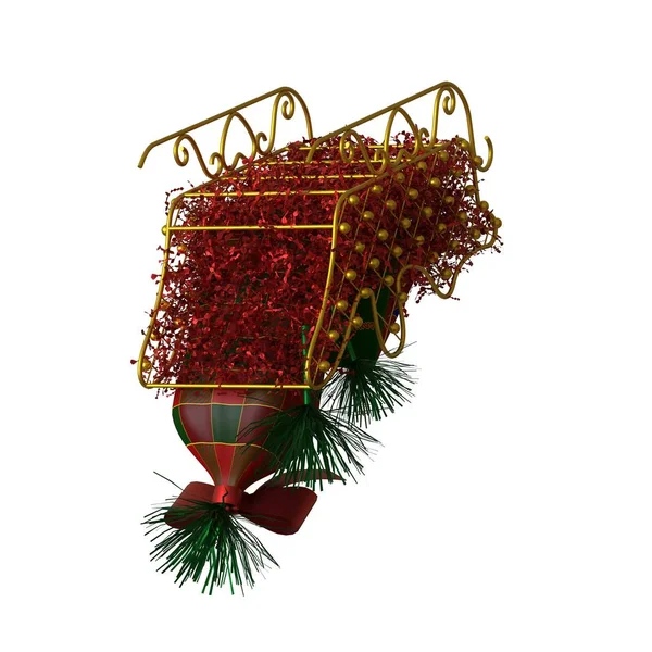Christmas sleigh decoration, isolate on a white background. 3D rendering of excellent quality in high resolution — Stok fotoğraf